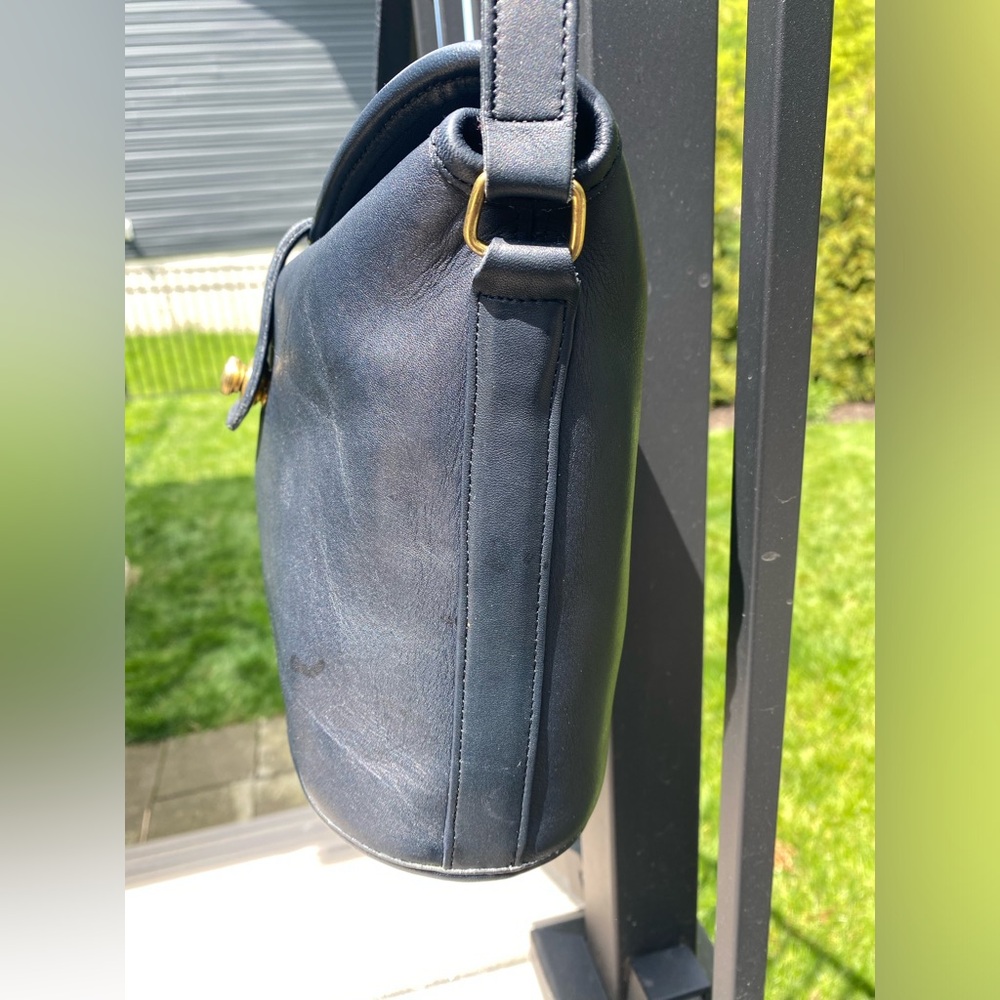 Vintage Coach Navy Blue Leather Binocular Bag #9853 - Picture 5 of 16